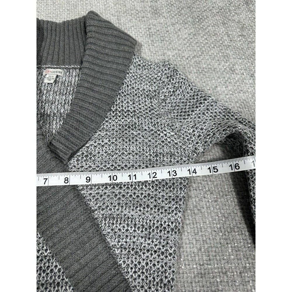 Y2K Guess Sweater Womens XS Gray Shawl Collar Buckle Fitted Pullover - Picture 3 of 11